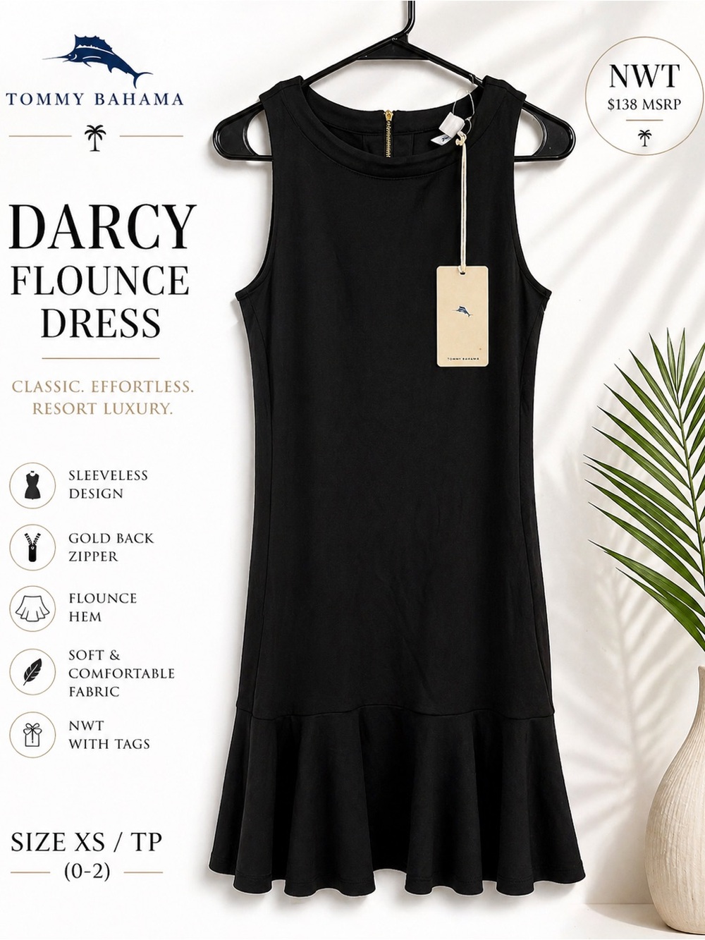 Tommy Bahama Black Darcy Flounce Mini Dress